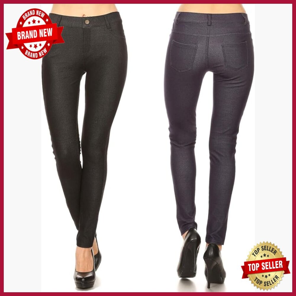 Stretch Jeggings With Pockets, Low Rise Skinny Fit, Cotton Blend Leggings